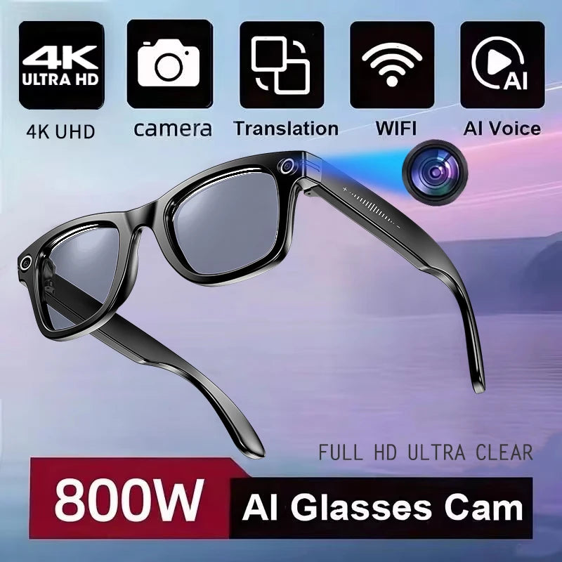 AI Smart Camera Glasses – 800W HD with Translation & Recording