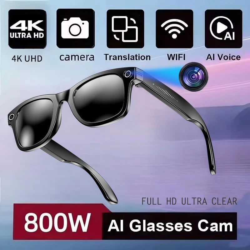 AI Smart Camera Glasses – 800W HD with Translation & Recording