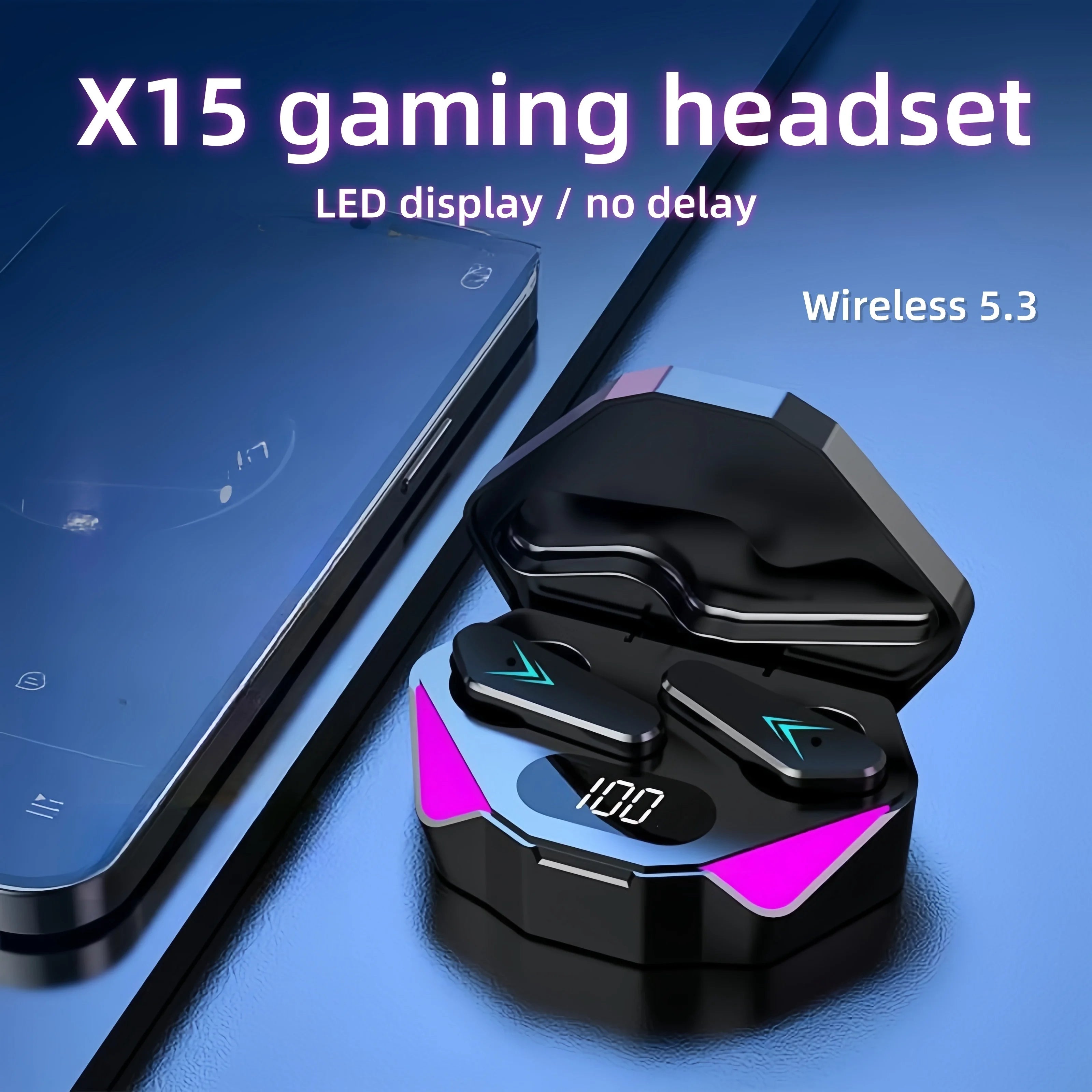 “X15 TWS Bluetooth Gamer Earbuds – LED Display, Noise-Cancelling”