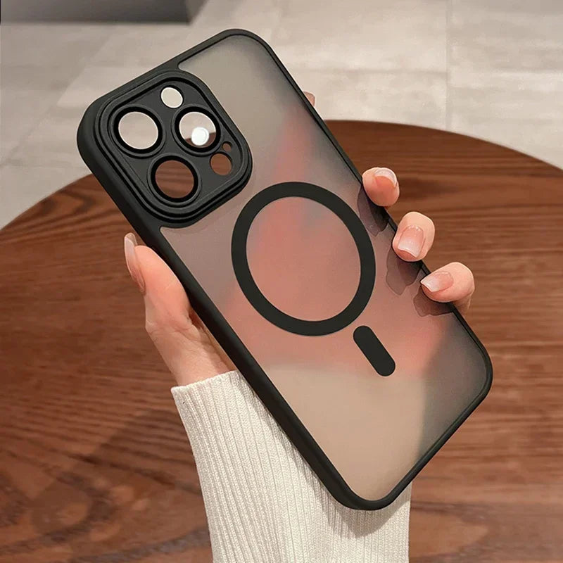 Luxury Magnetic Matte Case – Translucent, Camera-Protected & MagSafe Ready