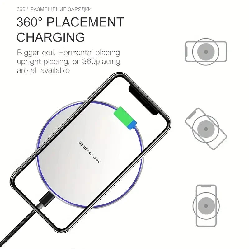 30W Fast Wireless Charger – Universal Qi Charging Pad for iPhone & Samsung