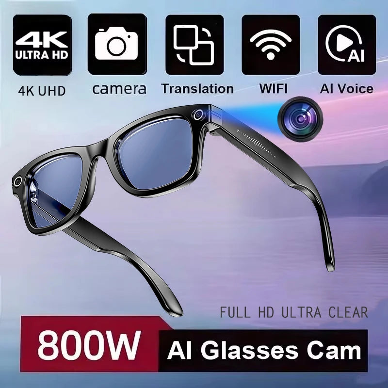AI Smart Camera Glasses – 800W HD with Translation & Recording