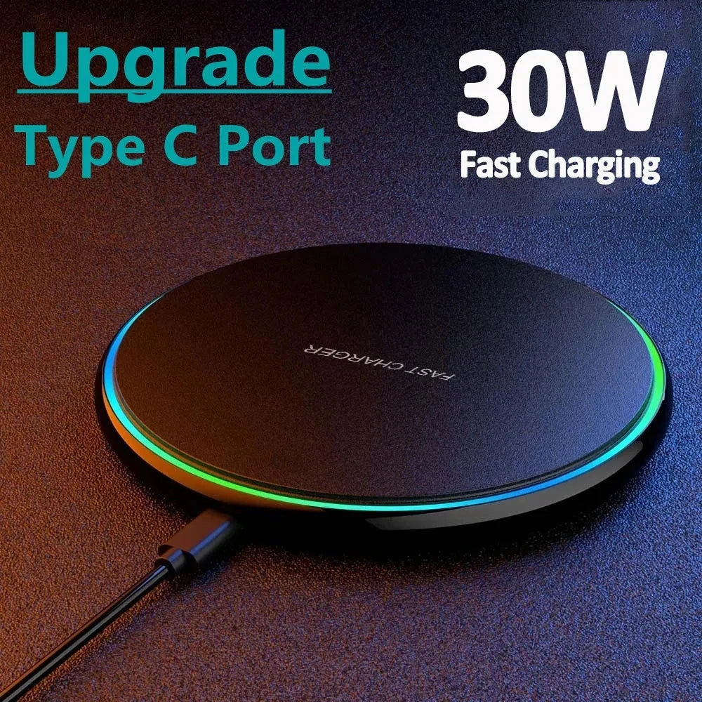 30W Fast Wireless Charger – Universal Qi Charging Pad for iPhone & Samsung