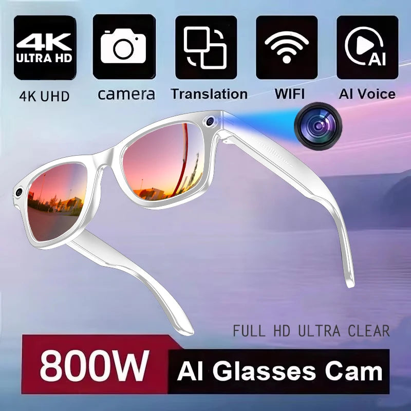 AI Smart Camera Glasses – 800W HD with Translation & Recording