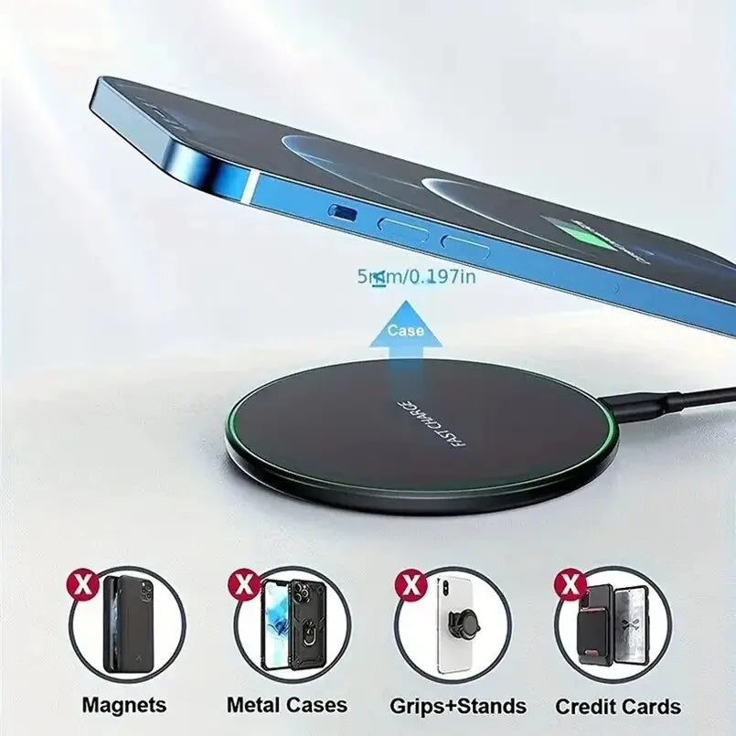 30W Fast Wireless Charger – Universal Qi Charging Pad for iPhone & Samsung