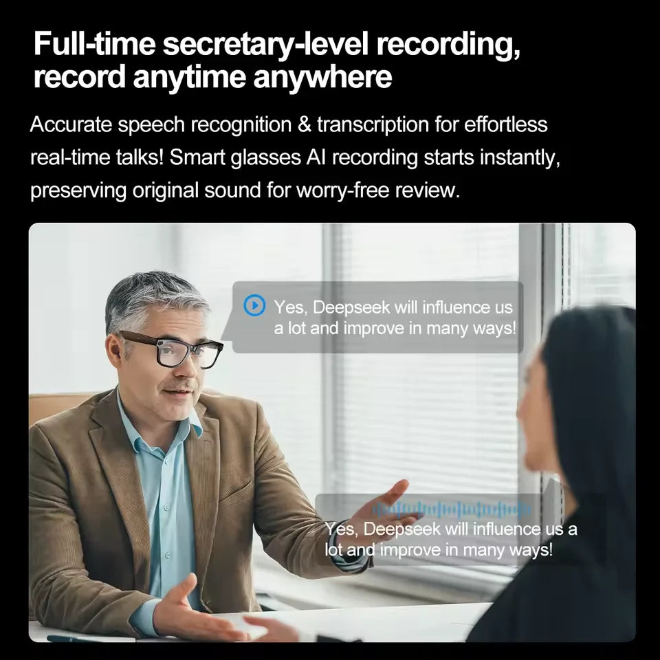 AI Smart Camera Glasses – 800W HD with Translation & Recording